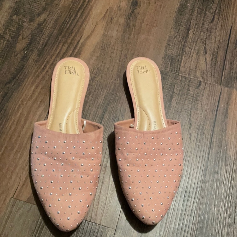Pink slip on shoes